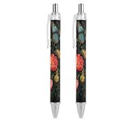 ERSTSNCK Many Beautiful Butterflies Black Ballpoint Pens Fine Point (0.5mm) Black Ink Pen Retractable Ball Point Pens with Comfortable Full Grip for Journaling, And Office Writing Ideal 2 PCS
