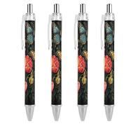 ERSTSNCK Many Beautiful Butterflies Black Ballpoint Pens Fine Point (0.5mm) Black Ink Pen Retractable Ball Point Pens with Comfortable Full Grip for Journaling, And Office Writing Ideal 4 PCS