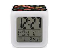 ERSTSNCK Many Beautiful Butterflies Night Light Alarm Clock LED Display Alarms for Bedroom Smart Digital Alarm Clock Wtih 7 Colorful Ambient Lights Sleep Timer for Heavy Sleepers Simple Operation