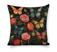 ERSTSNCK Many Beautiful Butterflies Pillow Covers 18"x18" Linen Throw Pillow Covers - Double Sided Decorative Square Cushion Cases for Sofa, Bed, Chair (No Insert Included)