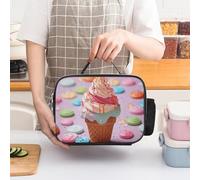 ERSTSNCK Many Colored Ice Cream Insulated Lunch Bag for Women Lunch Box Large Capacity, Leakproof Tote with Detachable Handles- 5-Hour Cold/Hot Retention Cooler Bag for Office, Picnic, Camping