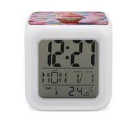 ERSTSNCK Many Colored Ice Cream Night Light Alarm Clock LED Display Alarms for Bedroom Smart Digital Alarm Clock Wtih 7 Colorful Ambient Lights Sleep Timer for Heavy Sleepers Simple Operation