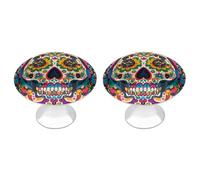 ERSTSNCK Many Mexican Skull Cabinet Knobs, 2-Pack Silver Stainless Steel Drawer Pulls with Screws, Elegant Hardware for Dressers, Kitchen,Cabinets & Desks