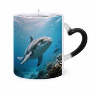 ERSTSNCK Marine Animal Color Changing Mug Heat Changing Coffee Mugs Funny Magic Cup Heat Sensitive Travel Mug Novelty Coffee Cups Personalized Customized Gift Idea for Men & Women 11 Oz