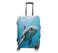 ERSTSNCK Marine Animal Luggage Suitcase Covers Elastic Washable Cute Luggage Protector Travel Suitcase Protective Cover For Adult (Fit 19-32 Inch Luggages), white, Small, Marine Animal