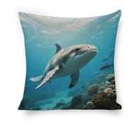 ERSTSNCK Marine Animal Pillow Covers 18"x18" Linen Throw Pillow Covers - Double Sided Decorative Square Cushion Cases for Sofa, Bed, Chair (No Insert Included)