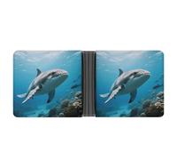 ERSTSNCK Marine Animal Wallet for Men Bifold Rfid Blocking Slim Money Clip Front Pocket Wallet Card Holder