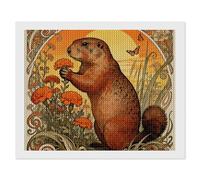 ERSTSNCK Marmot Marigold Patch Diamond Painting Kits for Adults 16"x20" 5D Diamond Art Kits for Beginners DIY Full Drill Round Diamonds Gem Art Crafts Painting for Home Wall Decor