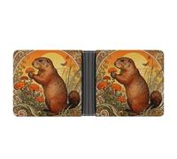 ERSTSNCK Marmot Marigold Patch Wallet for Men Bifold Rfid Blocking Slim Money Clip Front Pocket Wallet Card Holder