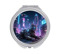 ERSTSNCK Mechanical Cat Compact Mirror for Purse, Double-Sided 1x/2x Magnifying Metal Pocket Makeup Mirrors, Folding Mini Vanity Mirror, Handheld Round Travel Cosmetic Mirrors for Women