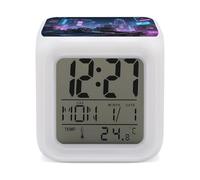 ERSTSNCK Mechanical Cat Night Light Alarm Clock LED Display Alarms for Bedroom Smart Digital Alarm Clock Wtih 7 Colorful Ambient Lights Sleep Timer for Heavy Sleepers Simple Operation