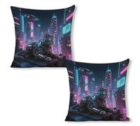 ERSTSNCK Mechanical Cat Pillow Covers 18"x18"（2pcs） Linen Throw Pillow Covers - Double Sided Decorative Square Cushion Cases for Sofa, Bed, Chair (No Insert Included)