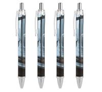 ERSTSNCK Melancholy Black Cat Black Ballpoint Pens Fine Point (0.5mm) Black Ink Pen Retractable Ball Point Pens with Comfortable Full Grip for Journaling, And Office Writing Ideal 4 PCS