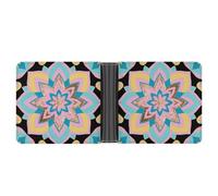 ERSTSNCK Metallic Mandala Design Wallet for Men Bifold Rfid Blocking Slim Money Clip Front Pocket Wallet Card Holder