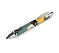 ERSTSNCK Mid-Century Modern Art Cat Black Ballpoint Pens Fine Point (0.5mm) Black Ink Pen Retractable Ball Point Pens with Comfortable Full Grip for Journaling, And Office Writing Ideal 1 PCS