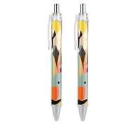 ERSTSNCK Mid-Century Modern Art Cat Black Ballpoint Pens Fine Point (0.5mm) Black Ink Pen Retractable Ball Point Pens with Comfortable Full Grip for Journaling, And Office Writing Ideal 2 PCS