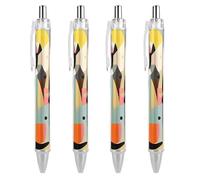 ERSTSNCK Mid-Century Modern Art Cat Black Ballpoint Pens Fine Point (0.5mm) Black Ink Pen Retractable Ball Point Pens with Comfortable Full Grip for Journaling, And Office Writing Ideal 4 PCS