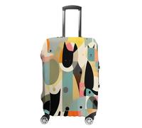 ERSTSNCK Mid-Century Modern Art Cat Luggage Suitcase Covers Elastic Washable Cute Luggage Protector Travel Suitcase Protective Cover For Adult (Fit 19-32 Inch Luggages), white, Small, Mid-century