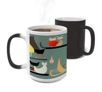 ERSTSNCK Mid-Century Modern Art Cats Color Changing Mug Heat Changing Coffee Mug Funny Magic Cup Heat Sensitive Travel Mugs Novelty Coffee Cups Personalized Customized Gift for Men Women 11 Oz