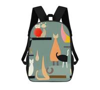 ERSTSNCK Mid-Century Modern Art Cats Laptop Backpack for Travel Work Cute Bookbag Computer Backpack Casual Daypack