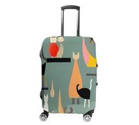 ERSTSNCK Mid-Century Modern Art Cats Luggage Suitcase Covers Elastic Washable Cute Luggage Protector Travel Suitcase Protective Cover For Adult (Fit 19-32 Inch Luggages), white, L, Mid-century Modern