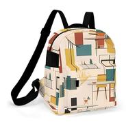 ERSTSNCK Mid Century Modern Small Backpack for Women Mini Backpack Purse Travel Fashion Roomy Shoulder Handbag