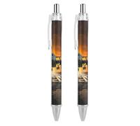 ERSTSNCK Military Aircraft Land Black Ballpoint Pens Fine Point (0.5mm) Black Ink Pen Retractable Ball Point Pens with Comfortable Full Grip for Journaling, And Office Writing Ideal 2 PCS