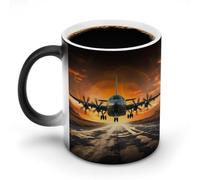 ERSTSNCK Military Aircraft Land Color Changing Mug 11 Oz Heat Changing Coffee Mugs Funny Magic Cup Heat Sensitive Ceramics Mug Novelty Coffee Cups Personalized Customized Gift Idea for Men & Women