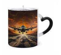 ERSTSNCK Military Aircraft Land Color Changing Mug Heat Changing Coffee Mugs Funny Magic Cup Heat Sensitive Travel Mug Novelty Coffee Cups Personalized Customized Gift Idea for Men & Women 11 Oz