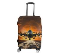 ERSTSNCK Military Aircraft Land Luggage Suitcase Covers Elastic Washable Cute Luggage Protector Travel Suitcase Protective Cover For Adult (Fit 19-32 Inch Luggages), white, M, Military Aircraft Land
