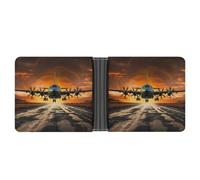 ERSTSNCK Military Aircraft Land Wallet for Men Bifold Rfid Blocking Slim Money Clip Front Pocket Wallet Card Holder