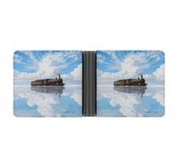 ERSTSNCK Modern Train On The Salt Lake Wallet for Men Bifold Rfid Blocking Slim Money Clip Front Pocket Wallet Card Holder