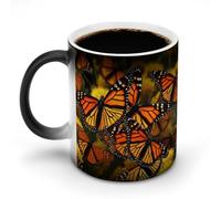 ERSTSNCK Monarch Butterflies Color Changing Mug 11 Oz Heat Changing Coffee Mugs Funny Magic Cup Heat Sensitive Ceramics Mug Novelty Coffee Cups Personalized Customized Gift Idea for Men & Women