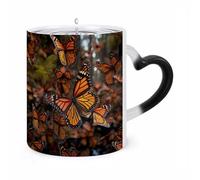 ERSTSNCK Monarch Butterflies Color Changing Mug Heat Changing Coffee Mugs Funny Magic Cup Heat Sensitive Travel Mug Novelty Coffee Cups Personalized Customized Gift Idea for Men & Women 11 Oz