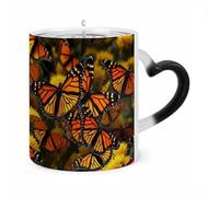 ERSTSNCK Monarch Butterflies Color Changing Mug Heat Changing Coffee Mugs Funny Magic Cup Heat Sensitive Travel Mug Novelty Coffee Cups Personalized Customized Gift Idea for Men & Women 11 Oz