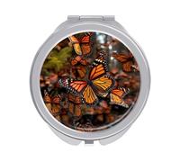 ERSTSNCK Monarch Butterflies Compact Mirror for Purse Double-Sided 1x/2x Magnifying Metal Pocket Makeup Mirrors Folding Mini Vanity Mirror Handheld Round Travel Cosmetic Mirrors for Women