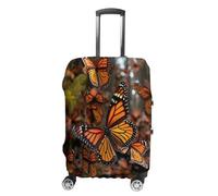ERSTSNCK Monarch Butterflies Luggage Suitcase Covers Elastic Washable Cute Luggage Protector Travel Suitcase Protective Cover For Adult (Fit 19-32 Inch Luggages), white, Small, Monarch Butterflies