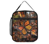 ERSTSNCK Monarch Butterflies Lunch Bag for Adults Reusable Insulated Lunchbox Leakproof Small Lunch Box Tote for Men & Women Portable Food Cooler Bag for Work, Office, Picnics