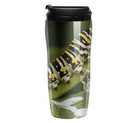 ERSTSNCK Monarch Caterpillar 12 Oz Travel Coffee Mug Vacuum Insulated Travel Mug Leakproof Cup with Lid Reusable Coffee Tumbler for Hot And Cold Drinks, Gift for Men And Women