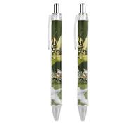 ERSTSNCK Monarch Caterpillar Black Ballpoint Pens Fine Point (0.5mm) Black Ink Pen Retractable Ball Point Pens with Comfortable Full Grip for Journaling, And Office Writing Ideal 2 PCS