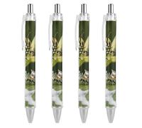 ERSTSNCK Monarch Caterpillar Black Ballpoint Pens Fine Point (0.5mm) Black Ink Pen Retractable Ball Point Pens with Comfortable Full Grip for Journaling, And Office Writing Ideal 4 PCS