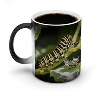 ERSTSNCK Monarch Caterpillar Color Changing Mug 11 Oz Heat Changing Coffee Mugs Funny Magic Cup Heat Sensitive Ceramics Mug Novelty Coffee Cups Personalized Customized Gift Idea for Men & Women
