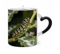ERSTSNCK Monarch Caterpillar Color Changing Mug Heat Changing Coffee Mugs Funny Magic Cup Heat Sensitive Travel Mug Novelty Coffee Cups Personalized Customized Gift Idea for Men & Women 11 Oz