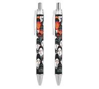 ERSTSNCK Monster Face Black Ballpoint Pens Fine Point (0.5mm) Black Ink Pen Retractable Ball Point Pens with Comfortable Full Grip for Journaling, And Office Writing Ideal 2 PCS