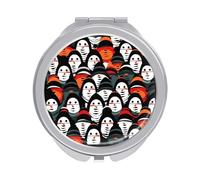 ERSTSNCK Monster Face Compact Mirror for Purse, Double-Sided 1x/2x Magnifying Metal Pocket Makeup Mirrors, Folding Mini Vanity Mirror, Handheld Round Travel Cosmetic Mirrors for Women