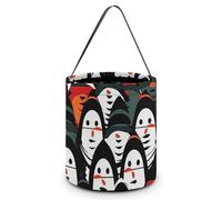 ERSTSNCK Monster Face Halloween Candy Buckets Reusable Tote Candy Bag - Trick Or Treat Goody Bag with Handles