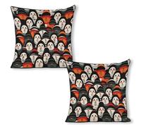 ERSTSNCK Monster Face Pillow Covers 18"x18"（2pcs） Linen Throw Pillow Covers - Double Sided Decorative Square Cushion Cases for Sofa, Bed, Chair (No Insert Included)