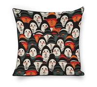 ERSTSNCK Monster Face Pillow Covers 18"x18" Linen Throw Pillow Covers - Double Sided Decorative Square Cushion Cases for Sofa, Bed, Chair (No Insert Included)