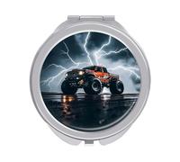 ERSTSNCK Monster Truck Black Sky Roar Compact Mirror for Purse Double-Sided 1x/2x Magnifying Metal Pocket Makeup Mirrors Folding Mini Vanity Mirror Handheld Round Travel Cosmetic Mirrors for Women