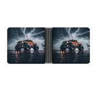 ERSTSNCK Monster Truck Black Sky Roar Wallet for Men Bifold Rfid Blocking Slim Money Clip Front Pocket Wallet Card Holder